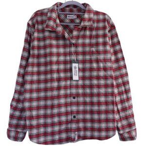 NEW Alpine Design Hike Midweight Flannel Shirt Red Cream Sky Pond Plaid Sz XL